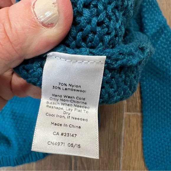 Talbots teal turtleneck sweater SZ LG - Picture 5 of 5